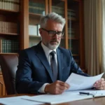 Avocat spécialisé en bail commercial examinant un contrat de bail immobilier nord dans son bureau professionnel à Lille