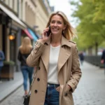 Femme souriante en trench à SaintGermainLaye