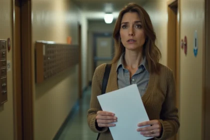 Femme d'âge moyen dans un couloir urbain modeste