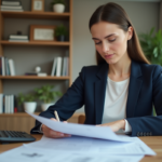 Femme en train de revoir ses documents de prêt immobilier