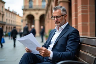 Homme d'affaires en costume dans la ville de Toulouse