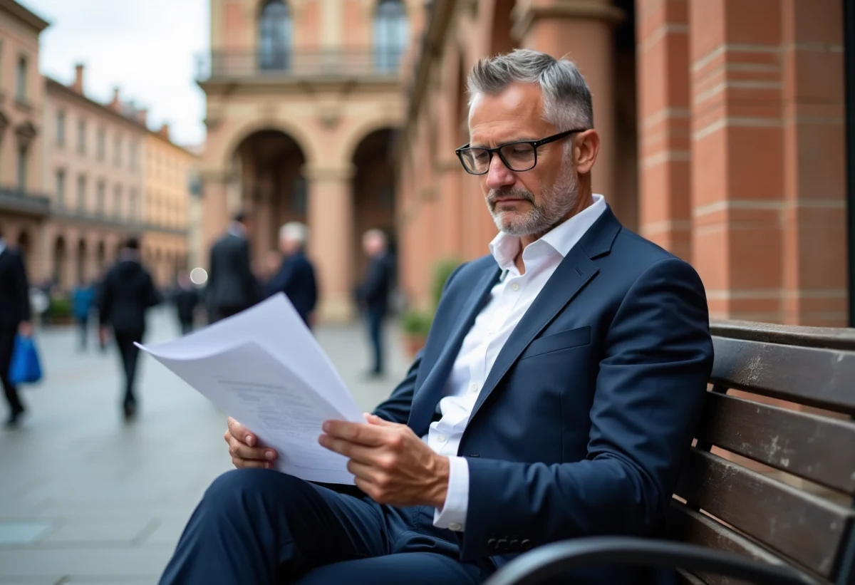 Homme d'affaires en costume dans la ville de Toulouse