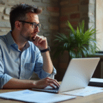 Homme d affaires réfléchissant sur ses documents financiers