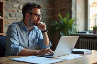 Homme d affaires réfléchissant sur ses documents financiers