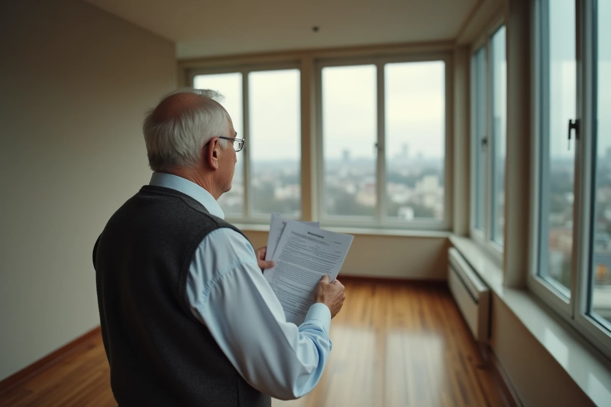 Homme âgé regardant par la fenêtre d