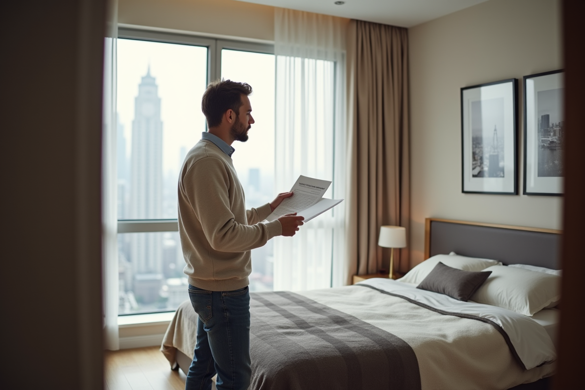 Homme loueur explique un contrat d