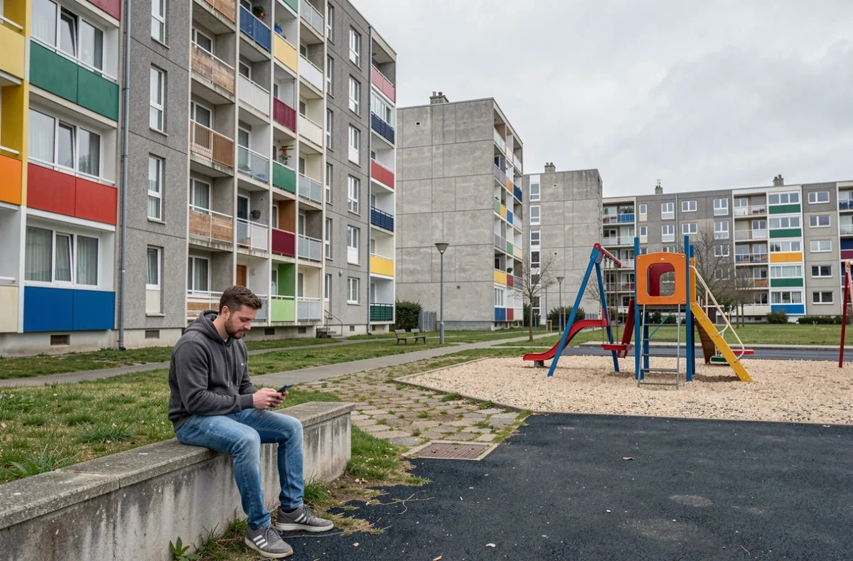 Cité de logements sociaux à Champs-sur-Marne avec rénovation partielle des façades, illustrant les inégalités de transformation entre quartiers