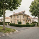 Vue d'ensemble d'un quartier résidentiel pavillonnaire dans les Hauts-de-Seine avec maisons individuelles modernes
