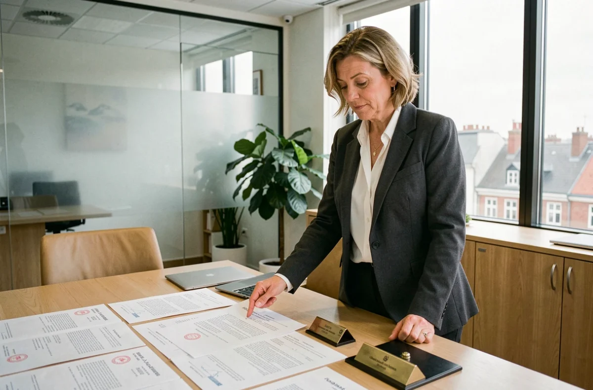 Notaire expliquant les clauses d'un contrat de viager et les frais en cas de décès anticipé du crédirentier