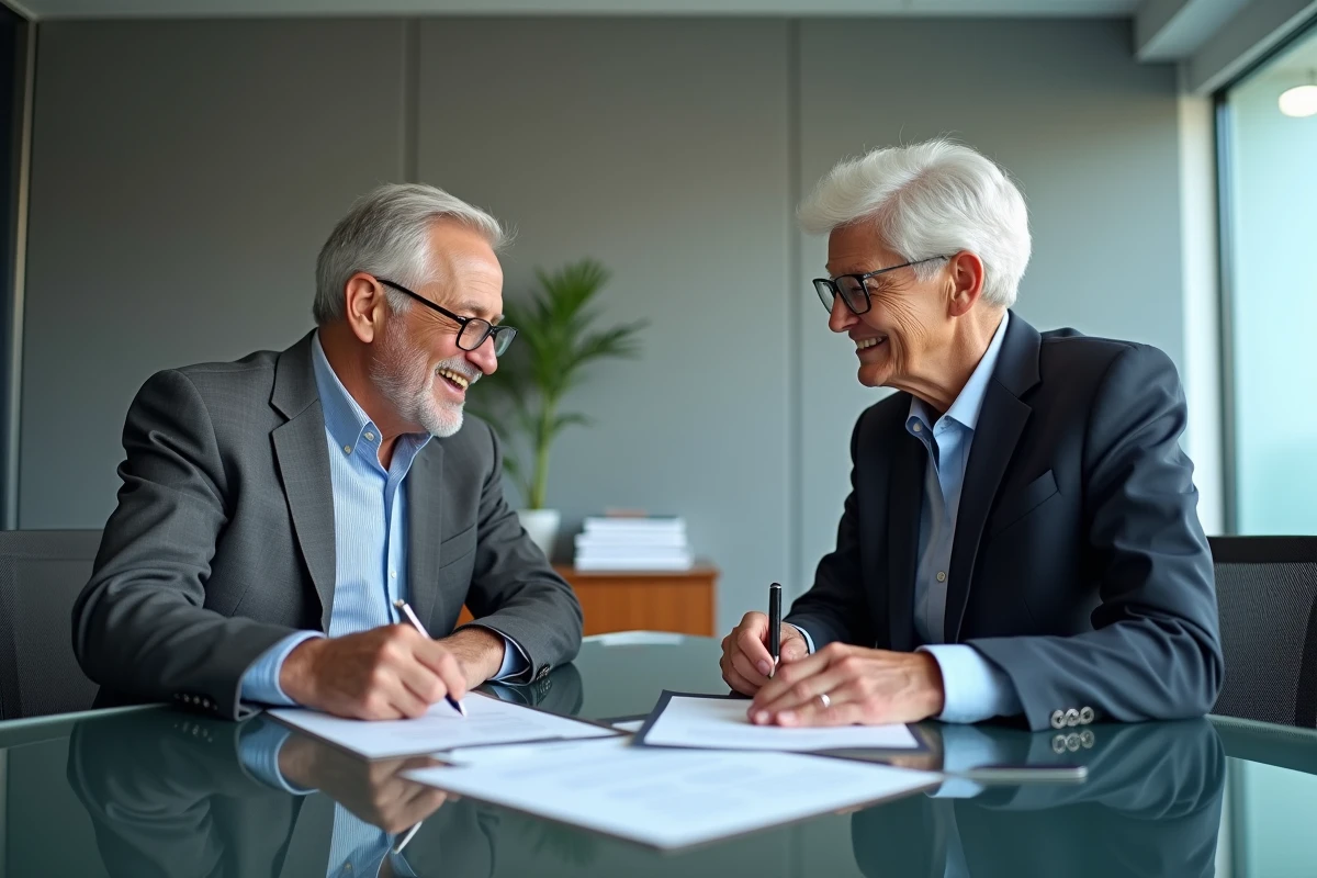Signature d'un bail immobilier professionnel entre notaire et investisseur immobilier pour locaux commerciaux dans le Nord