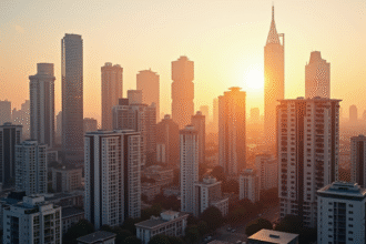 Vue d'une skyline urbaine moderne pour investissement immobilier