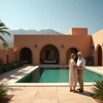 Villa contemporaine à vendre dans un golf privé à Marrakech avec piscine à débordement et vue sur les fairways et l'Atlas